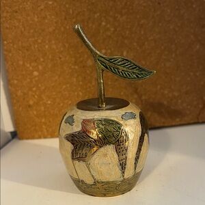 Decorative Brass Apple with Leaf Accent